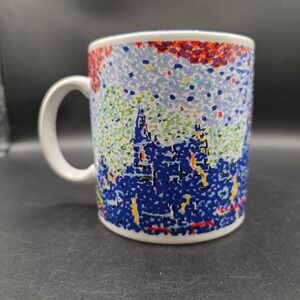 Century Stoneware Impressionist Art Coffee Mug Blue Interior Thailand Mosaic